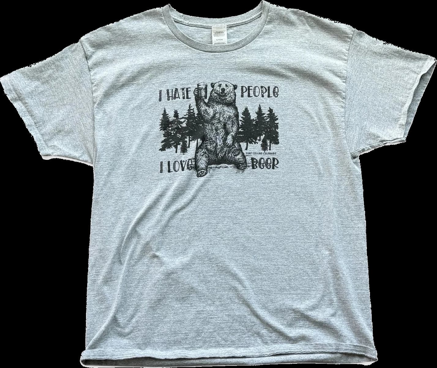Grey bear graphic tee front