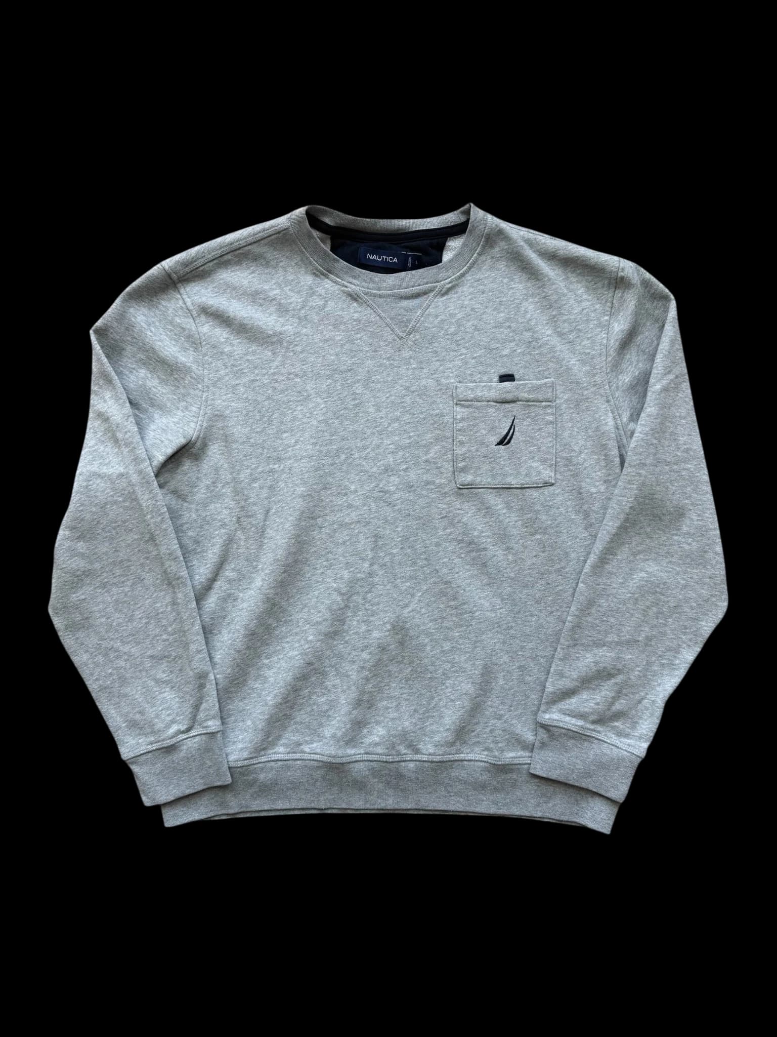 Nautica Men's Gray Crew Neck Fleece Pullover Sweatshirt with Chest Pocket primary product image
