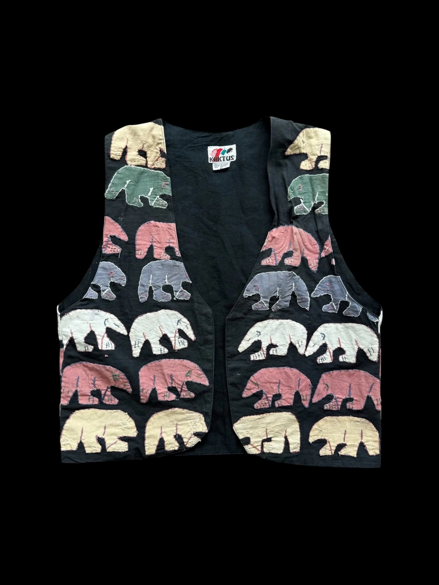 Vintage Kaktus Embroidered Elephant Print Cotton Vest primary product image