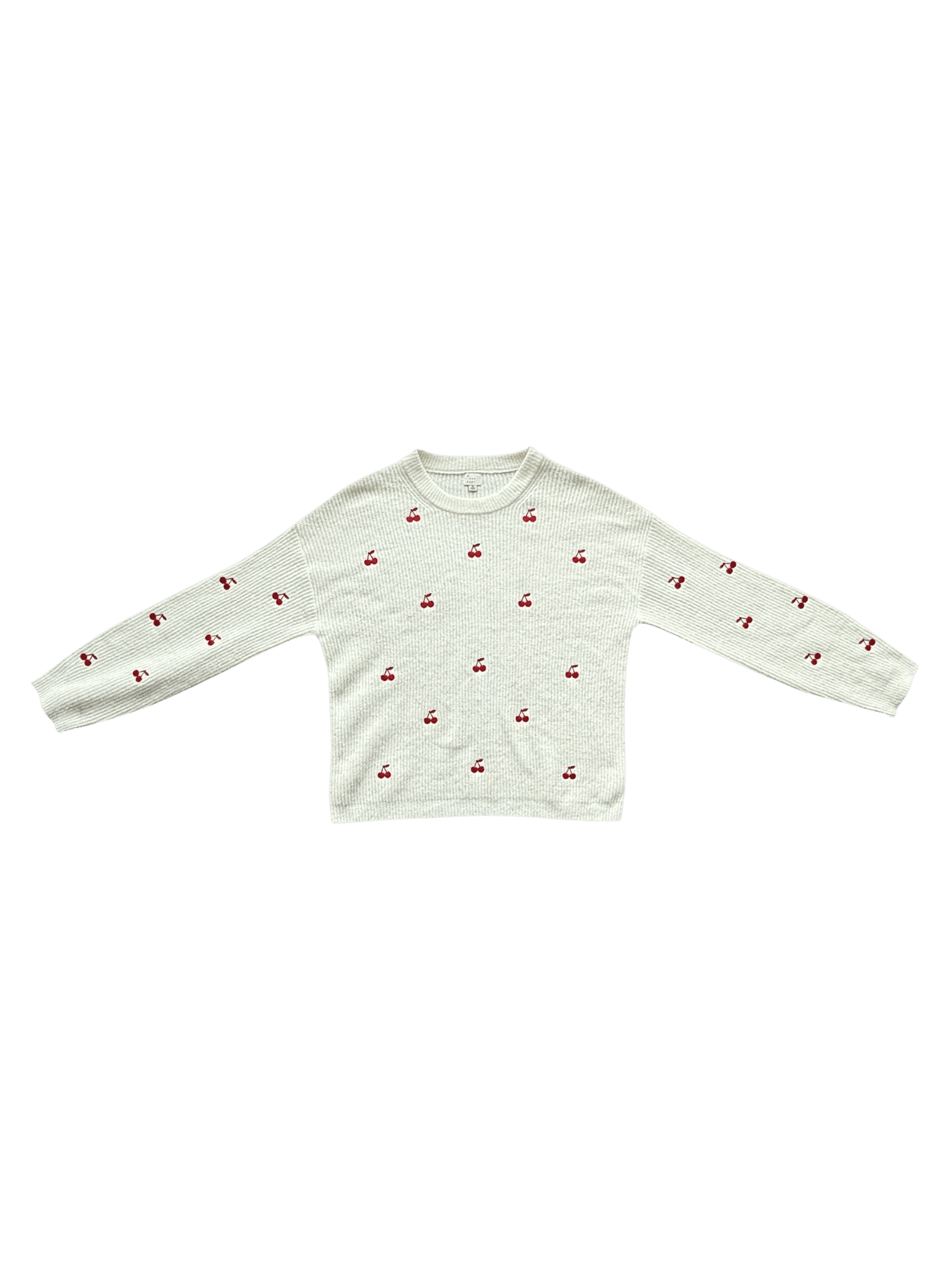 A New Day Women's Cream Embroidered Cherry Crewneck Pullover Sweater primary product image