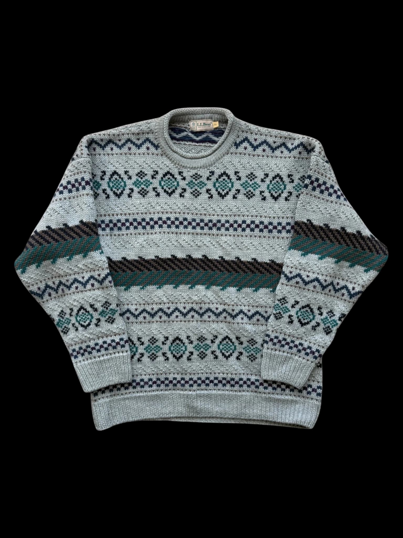 Vintage L.L. Bean 100% Pure Wool Fair Isle Nordic Pattern Crewneck Sweater primary product image