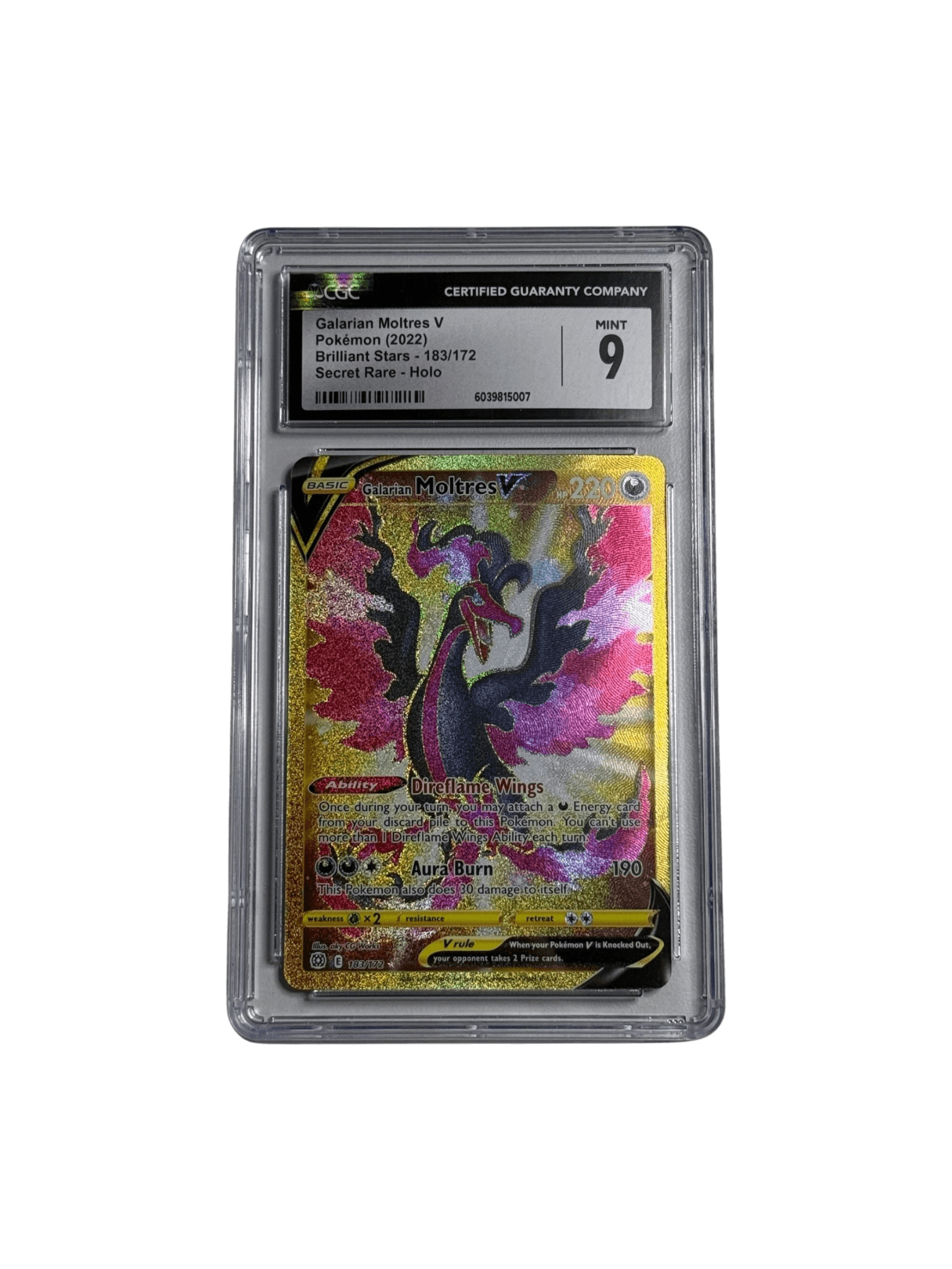 Galarian Moltres V 183/172 Secret Rare Gold Holo Brilliant Stars Pokémon CGC 9 primary product image