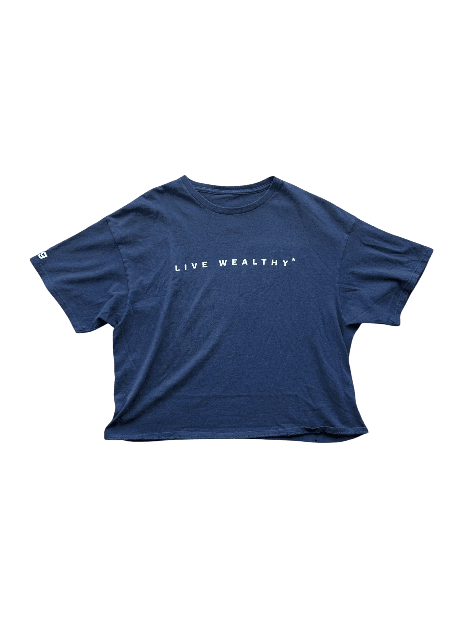 Live Wealthy Asterisk Graphic Cropped T-Shirt Navy primary product image