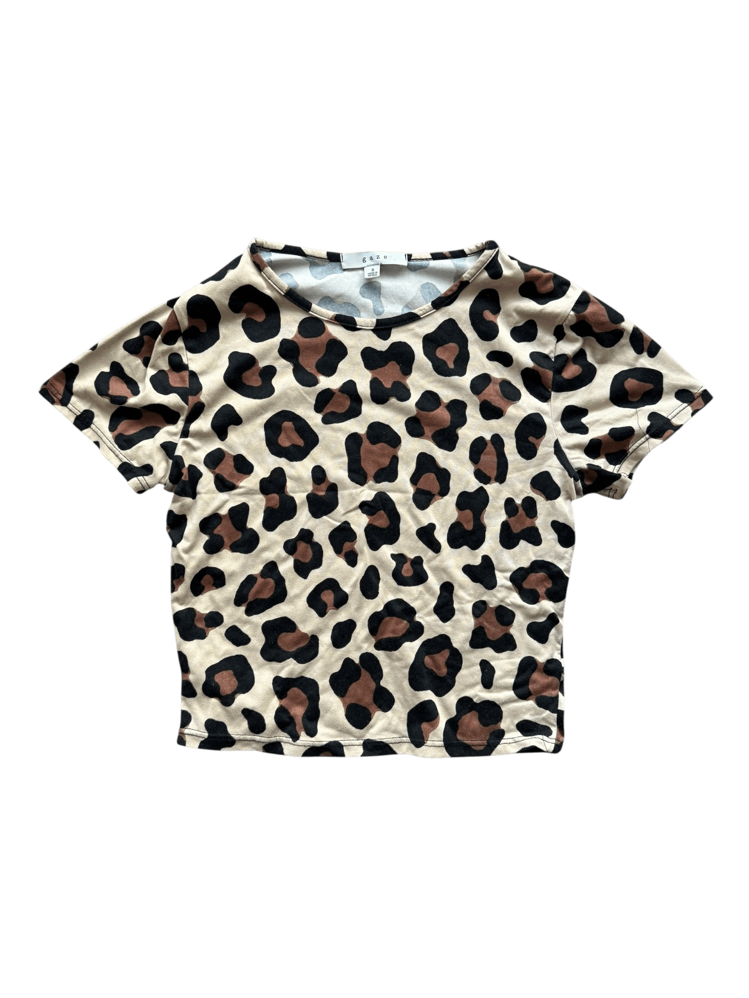 Gaze Leopard Print Short Sleeve Crop T-Shirt primary product image