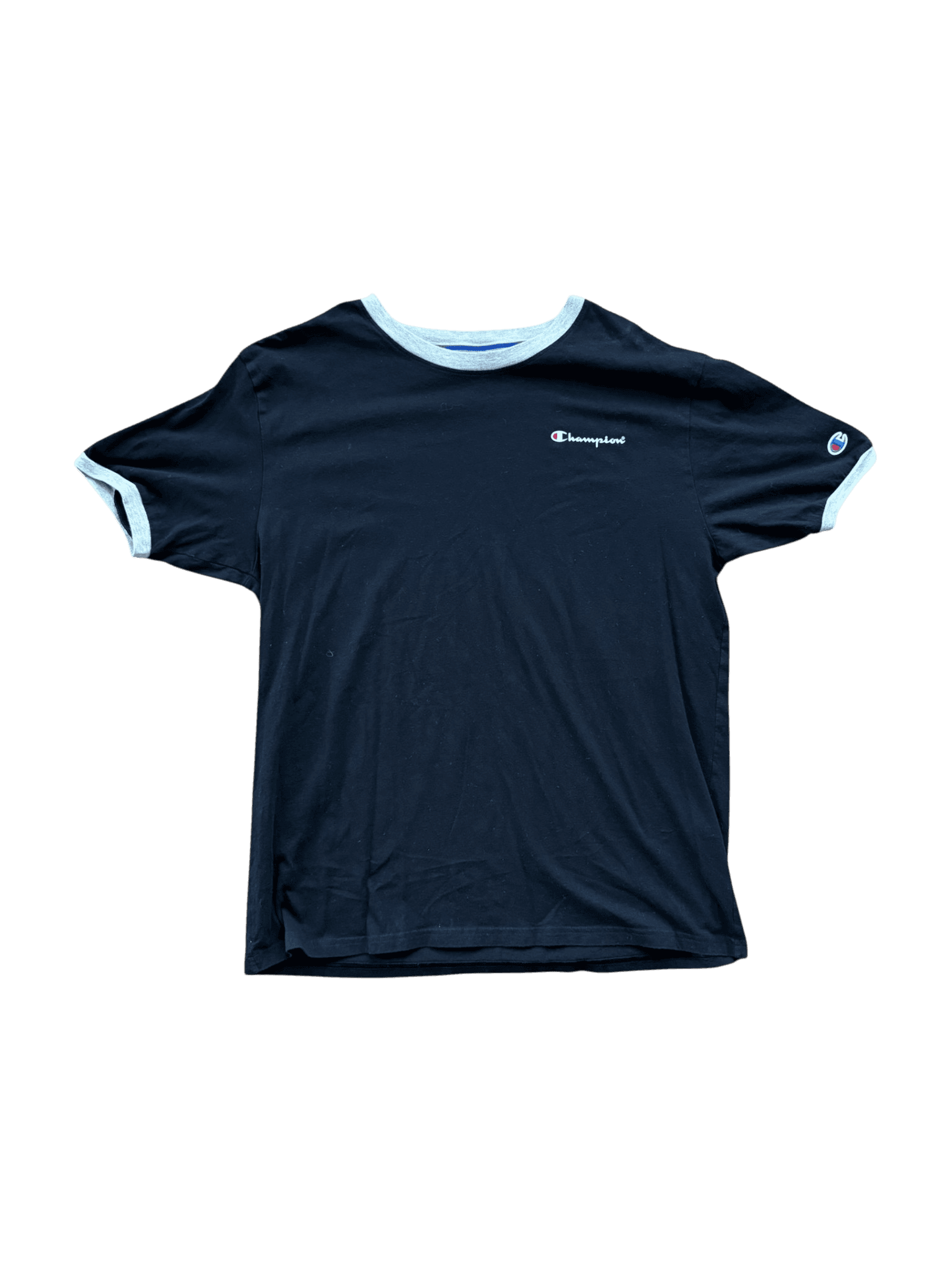 Champion Ringer T-Shirt Black Gray Logo Size Large primary product image