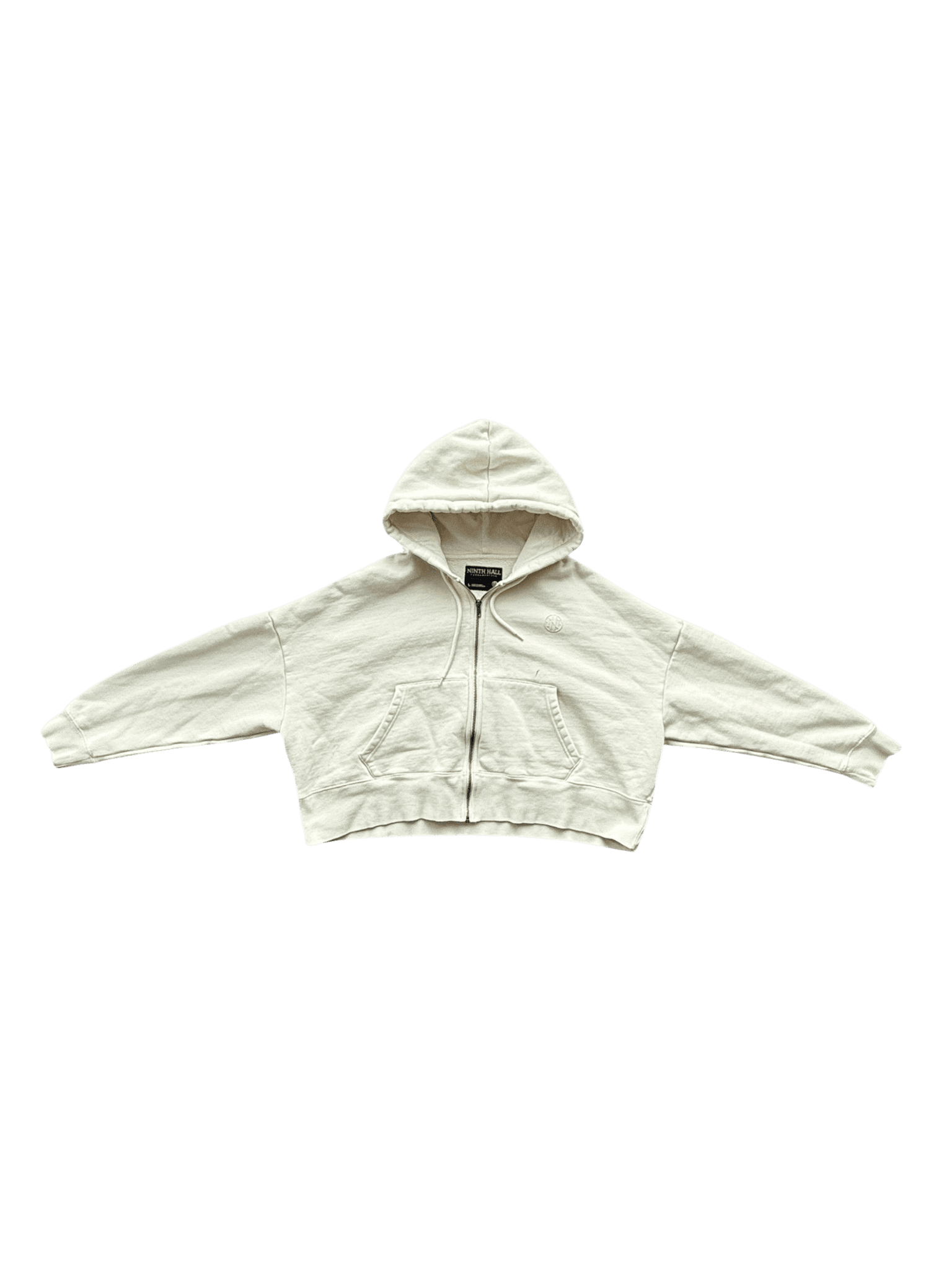 Ninth Hall Fundamentals Ivory Boxy Cropped Zip-Up Hoodie primary product image